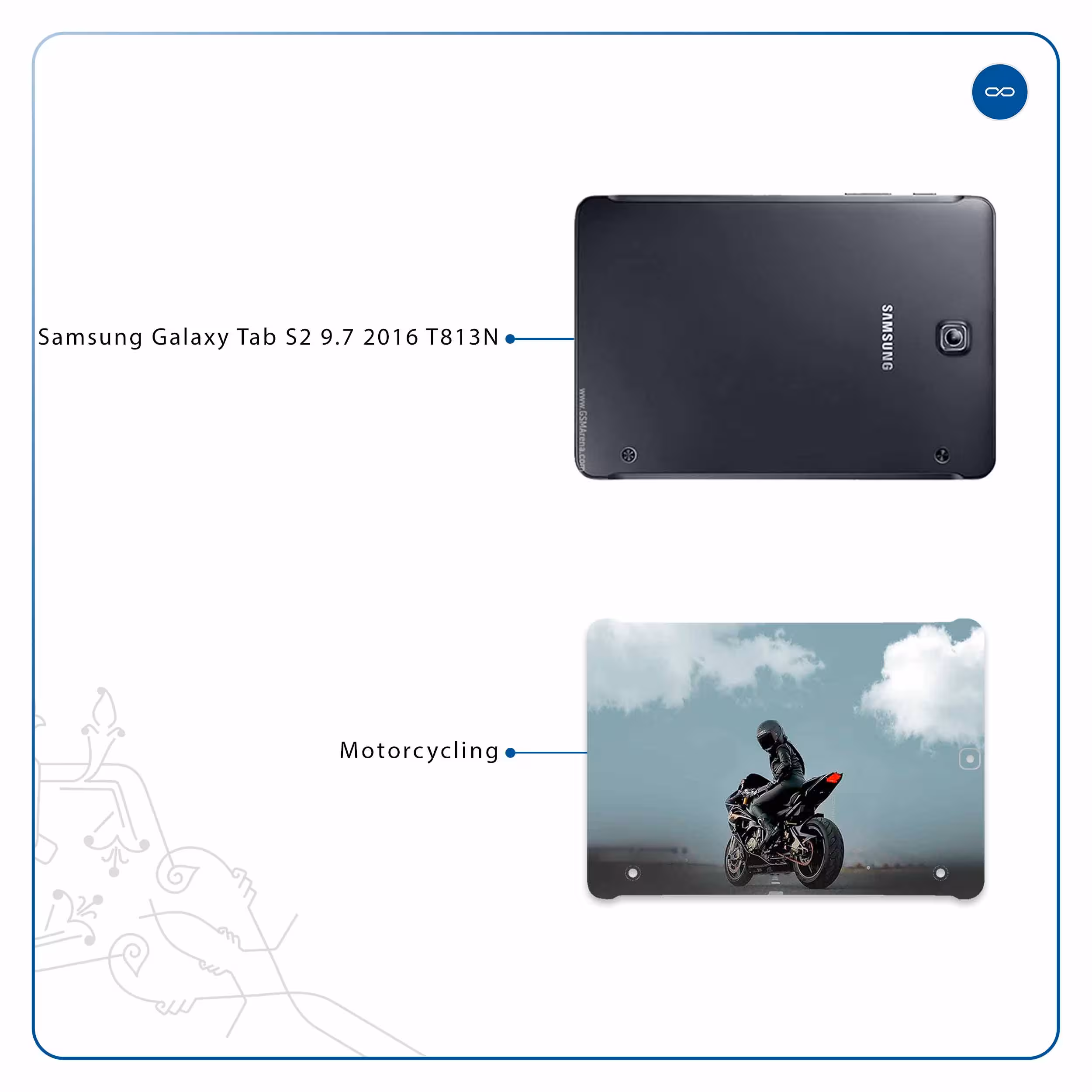برچسب پوششی ماهوت مدل Motorcycling مناسب برای تبلت سامسونگ Galaxy Tab S2 9.7 2016 T813N