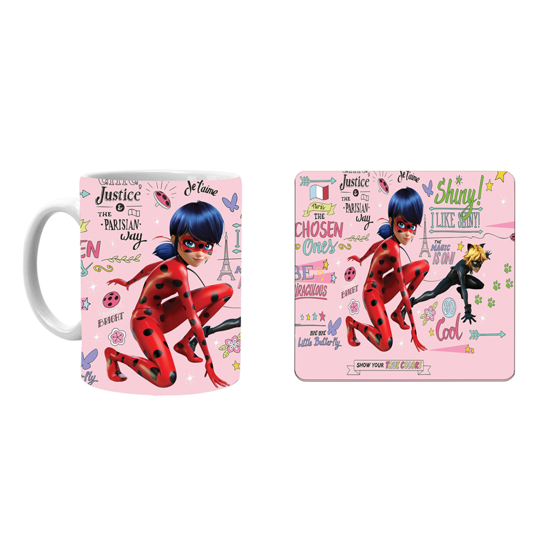 ماگ طرح دختر کفشدوزکی کد xk10 به همراه زیرلیوانی