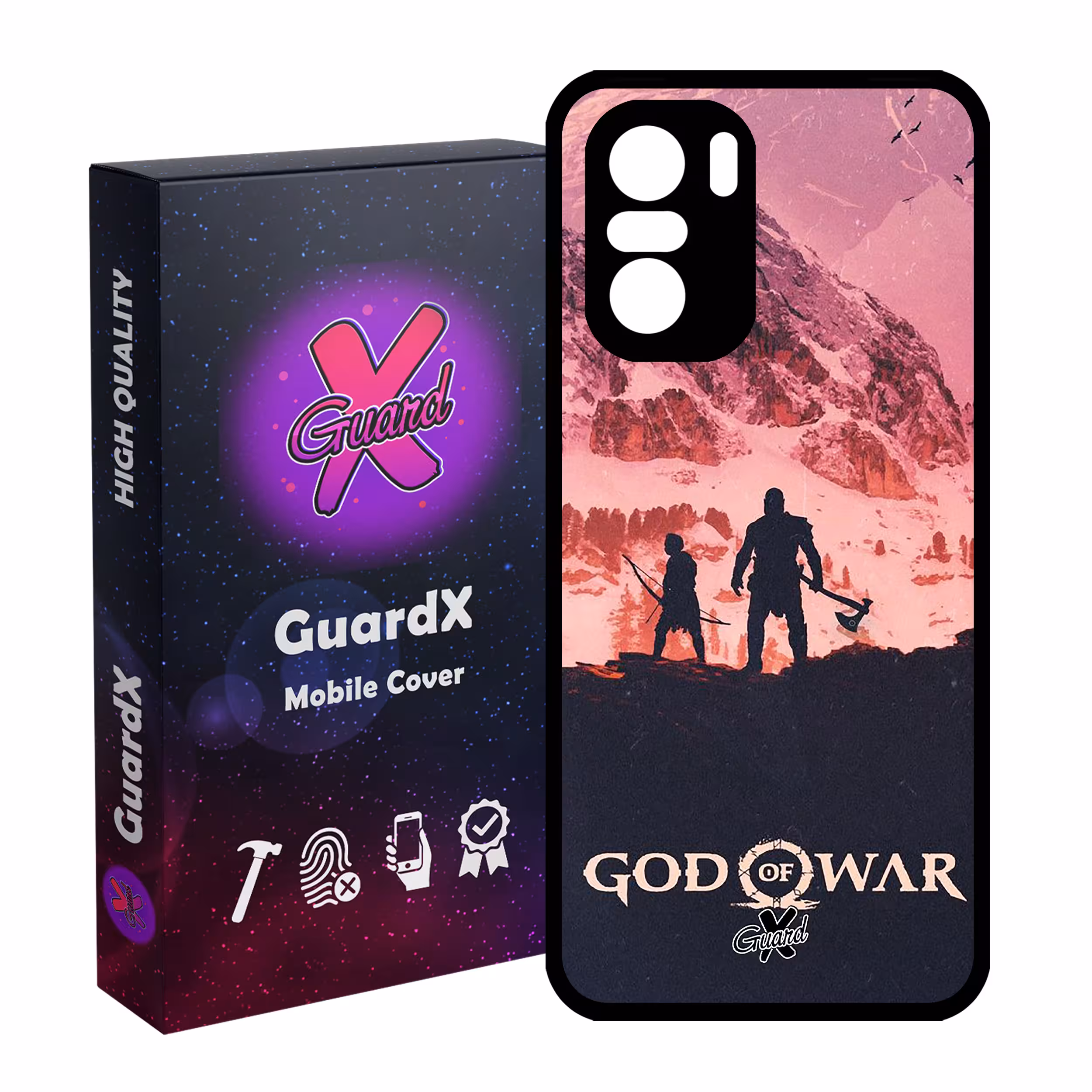 کاور گارد ایکس طرح God of War مدل Glass10075 مناسب برای گوشی موبایل شیائومی Poco F3/MI 11X/MI 11X Pro/Redmi K40/K40 Pro
