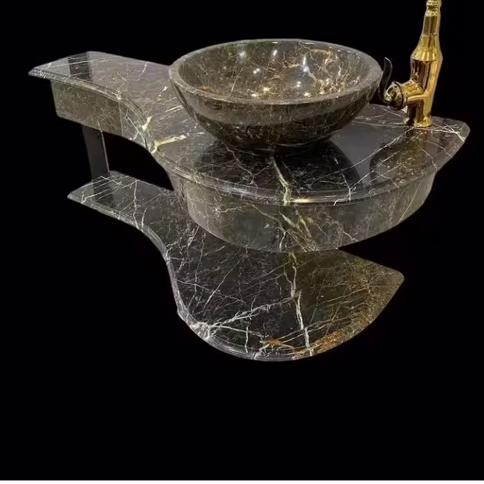 روشویی سنگی مرمریت نجف آباد طول 80 بهراه شلف ارسال امن به کل کشور با بسته بندی ویژه و محکم با گارانتی تعویض درصورت آسیب