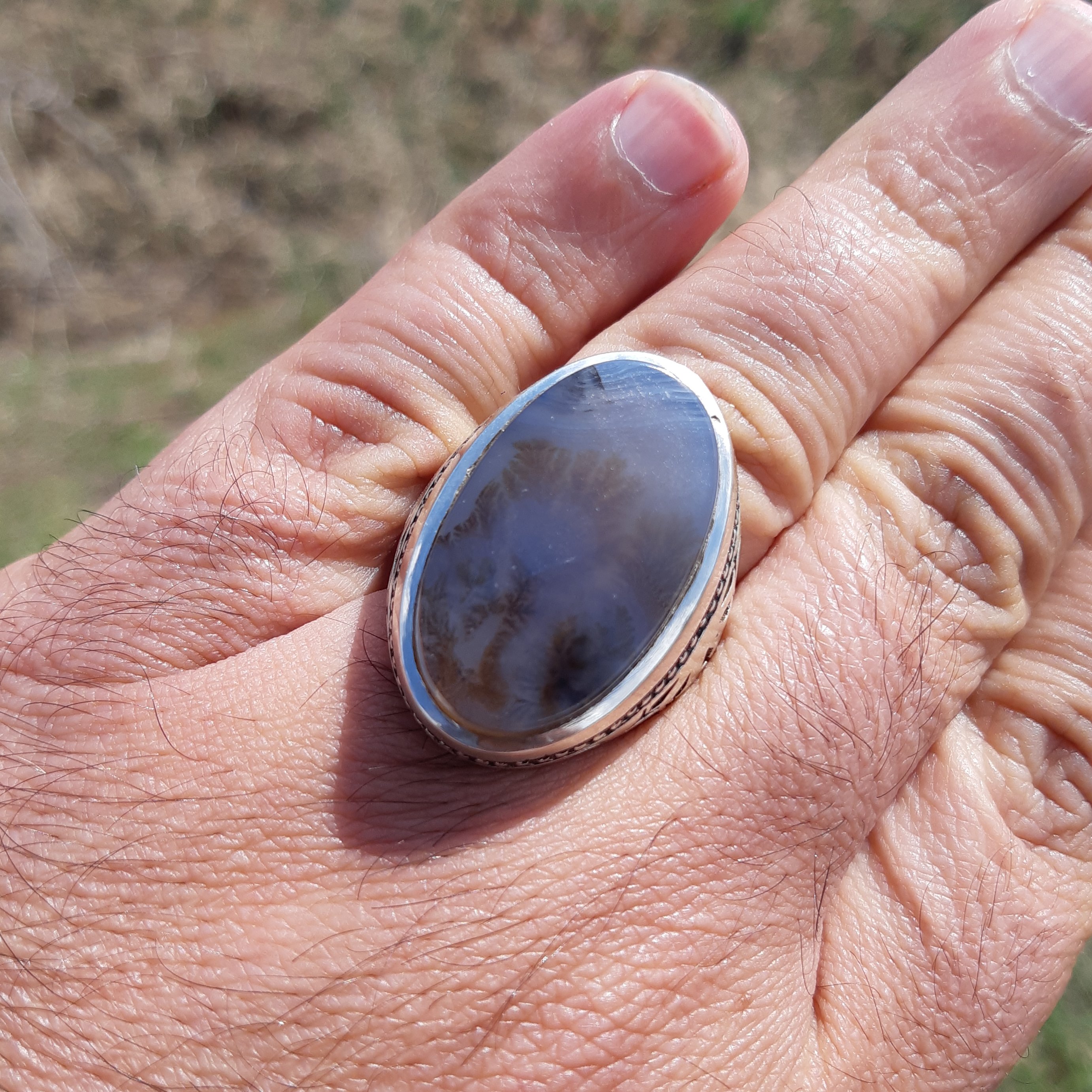 انگشتر نقره مردانه عقیق شجر قائن کلکسیونی