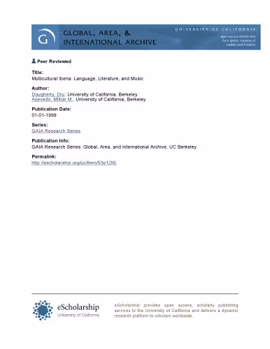خرید و دانلود نسخه کامل کتاب Multicultural Iberia: Language, Literature, and Music (Research Series (University of California, Berkeley International and Area Studies))