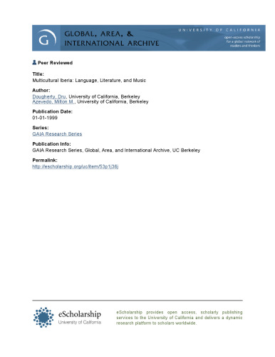 خرید و دانلود نسخه کامل کتاب Multicultural Iberia: Language, Literature, and Music (Research Series (University of California, Berkeley International and Area Studies))