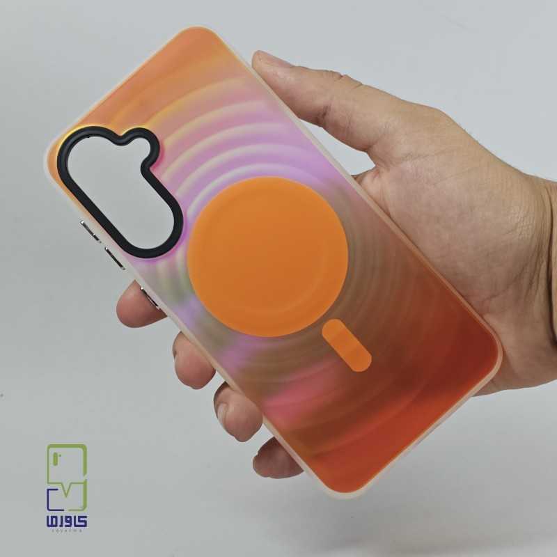 قاب گوشی a16 هولوگرامی | موجدار نارنجی | samsung A16