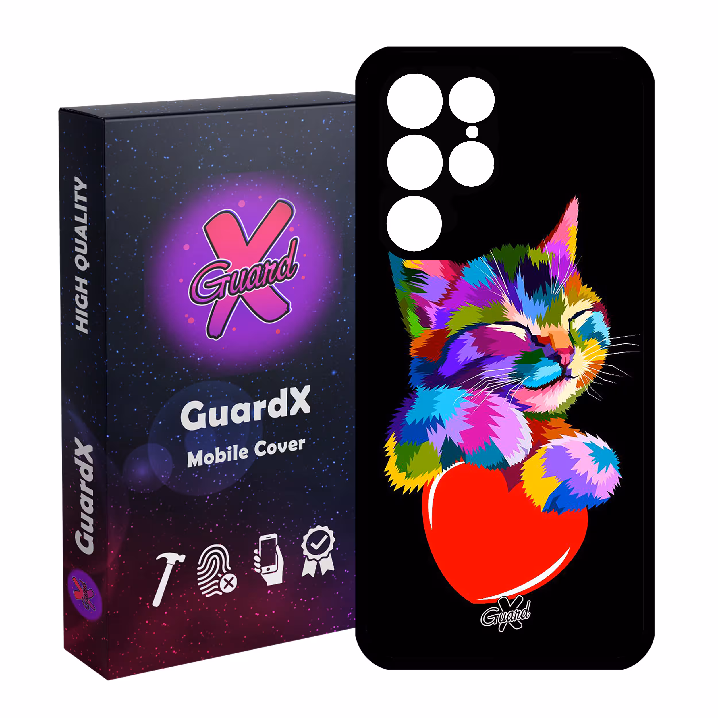 کاور گارد ایکس طرح گربه مدل Glass10269 مناسب برای گوشی موبایل سامسونگ Galaxy S22 Ultra