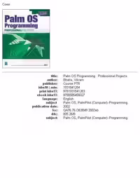 خرید و دانلود نسخه کامل کتاب Palm OS Programming Professional Projects