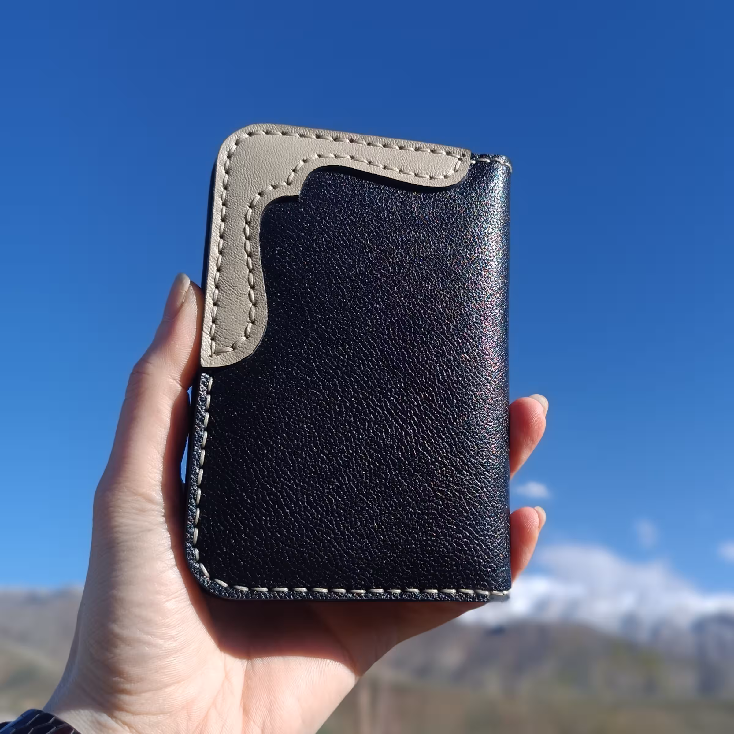 کیف چرم طبیعی مدارک ماشین دستدوز