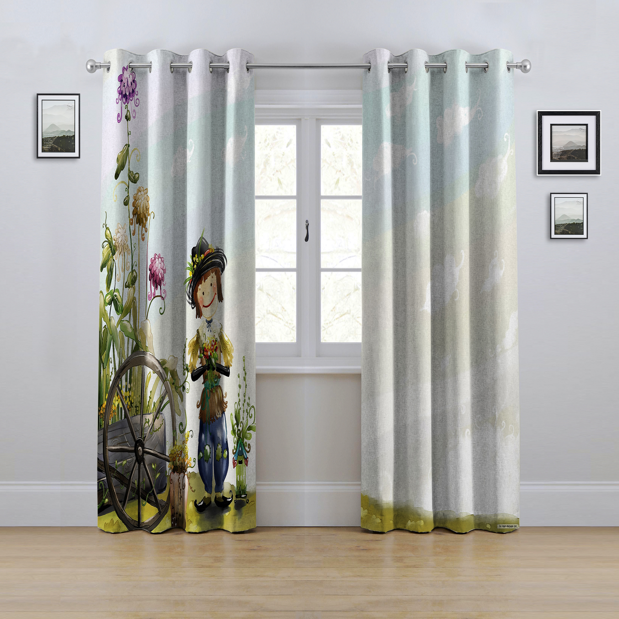 پرده مدل پانچی طرح کودکانه مزرعه سایز 280x145 سانتی متر