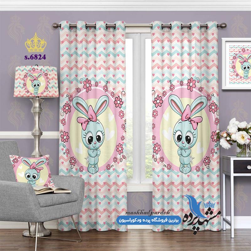 پرده پانچ کودکانه طرح خرگوش کوچولو کد s-6824