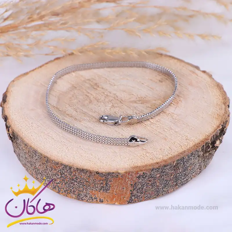 دستبند استیل زنانه زنجیر نقره ای | xp 5052