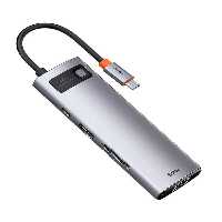 هاب 6 پورت بیسوس Baseus Metal Gleam 6 in 1 Multifunctional Type-C HUB CAHUB-CW0G توان 100 وات   گارانتی 12 ماهه شرکتی