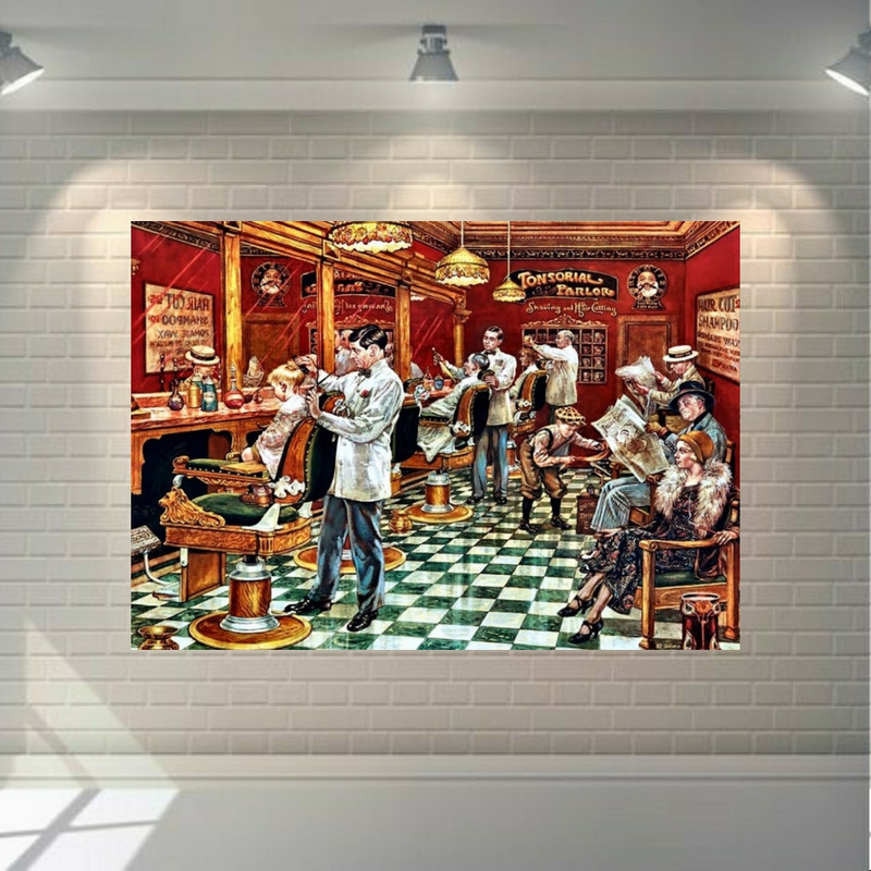 تابلو شاسی طرح سالن آرایشگاه قدیم مدل SDB1803 | دنیای قاب