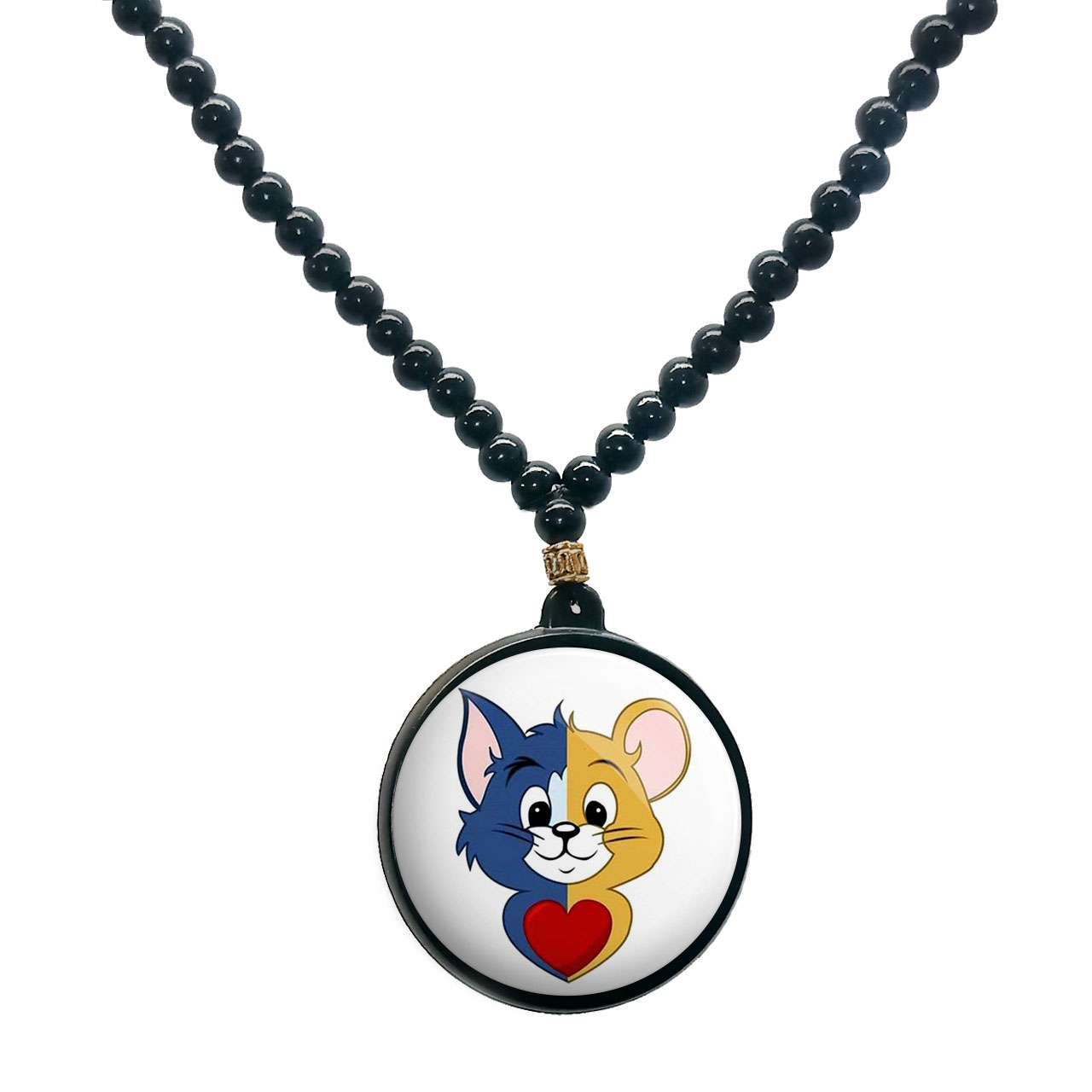 گردنبند پرمانه طرح تام و جری کد pmd.10779 مدل دو طرفه