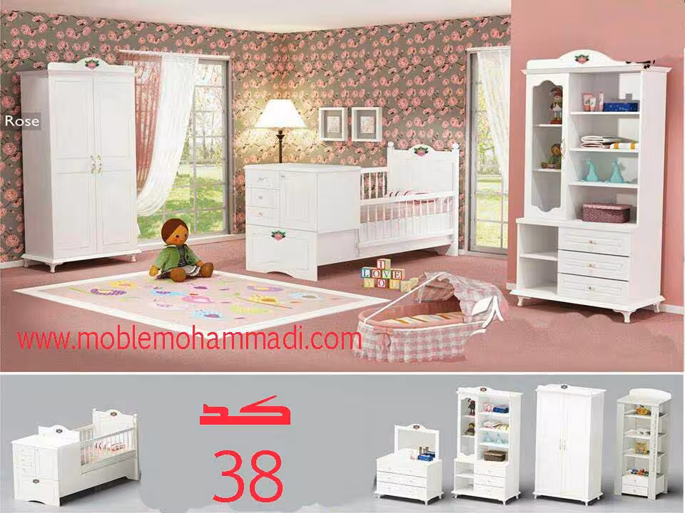 سرویس خواب دومنظوره وکیوم کد 38 شامل تخت/دکور کشور دار/کمد