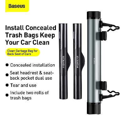 کیسه زباله و گیره نگهدارنده کیسه زباله خودرو باسئوس مدل Clear Space Drum