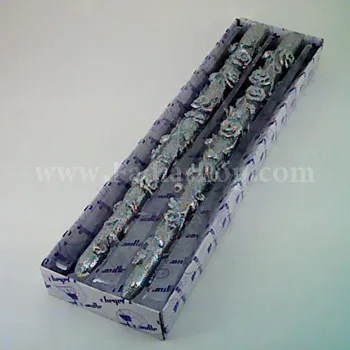 شمع بلند گل رز 2 تایی نقره ای