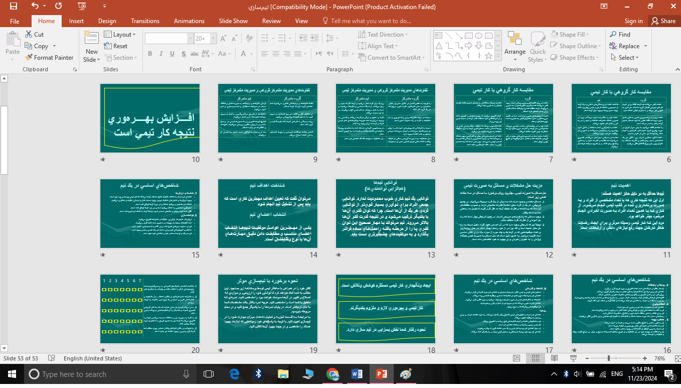 دانلود پاورپوینت تيم‌سازي و چگونگي رهبري آن