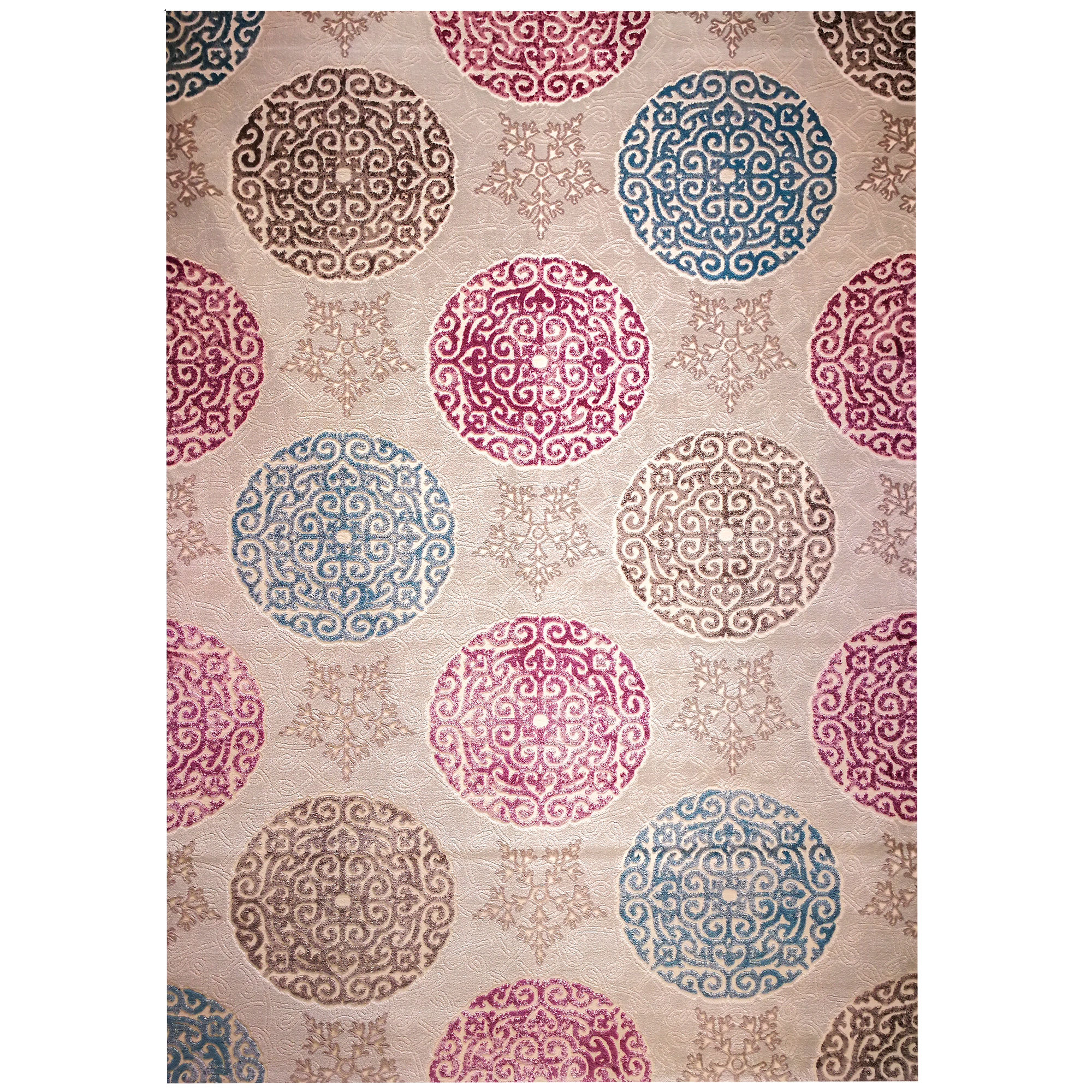 فرش ماشینی زمرد مشهد کد P34 زمینه کرم