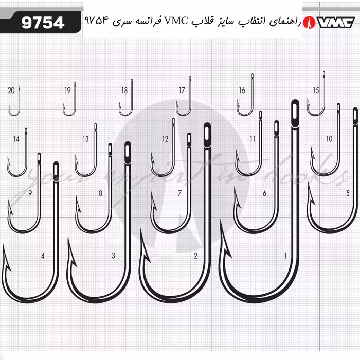 قلاب ماهیگیری وی ام سی کد 9754 سایز TI 16 بسته 10 عددی