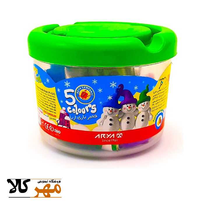 خمیربازی سطلی 5 رنگ آریا با ابزار