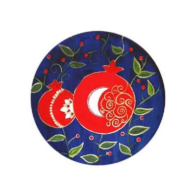 بشقاب دیوارکوب سفالی طرح انار کد D146-A مجموعه 2 عددی