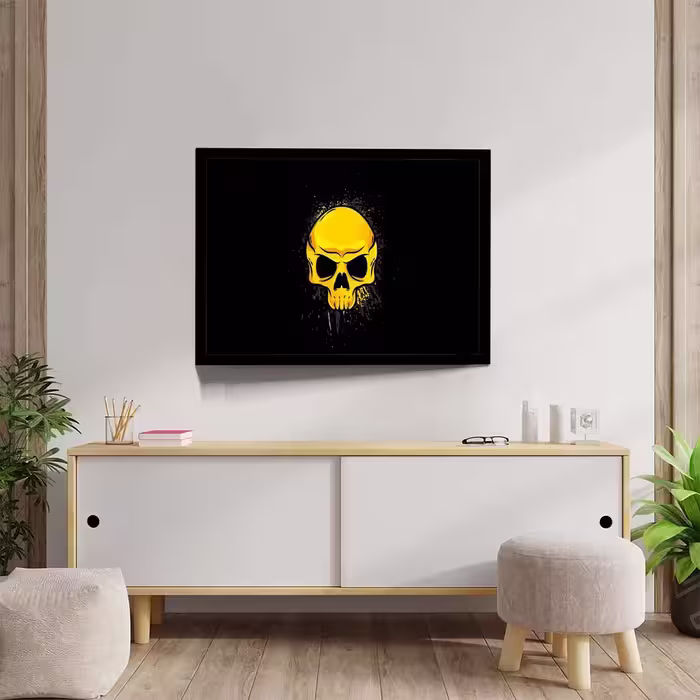 تابلو مدل gold skull کد F-12043
