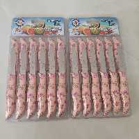 کارد میوه خوری 12عددی اره ای مارک یونیک لایفUnique life رنگ نارنجی (چاقو ) تیغه ثابت طول16 سانت