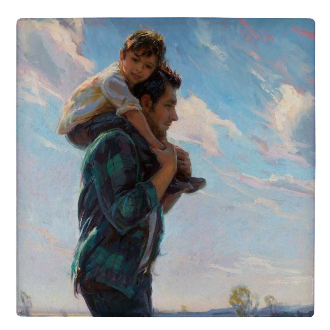  کاشی کارنیلا طرح نقاشی پدر و پسر کد wk4943