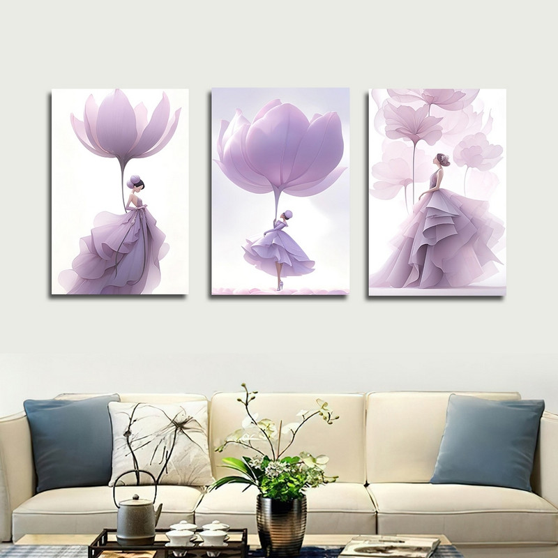 تابلو شاسی دنیای قابطرح استایل و مد و گل مدل SH-2780 مجموعه 3 عددی | دنیای قاب