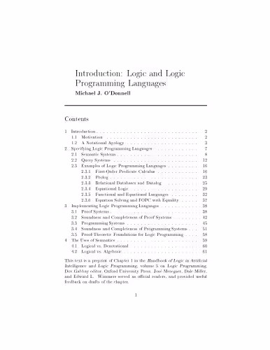 خرید و دانلود نسخه کامل کتاب Introduction: Logic and Logic Programming Languages