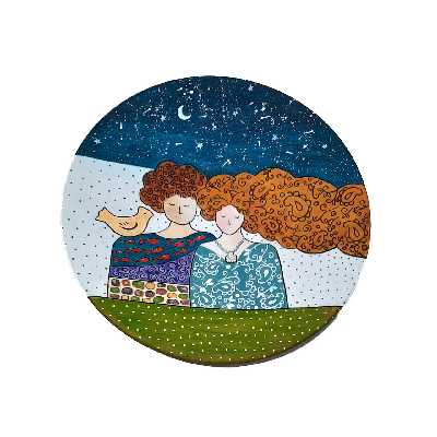 بشقاب دیوارکوب سفالی طرح مرغ آمین کد 008