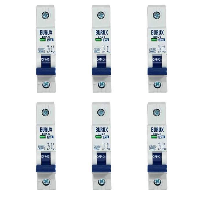 کلید مینیاتوری تکفاز 16 آمپر بروکس مدل BIG8703 بسته 6 عددی