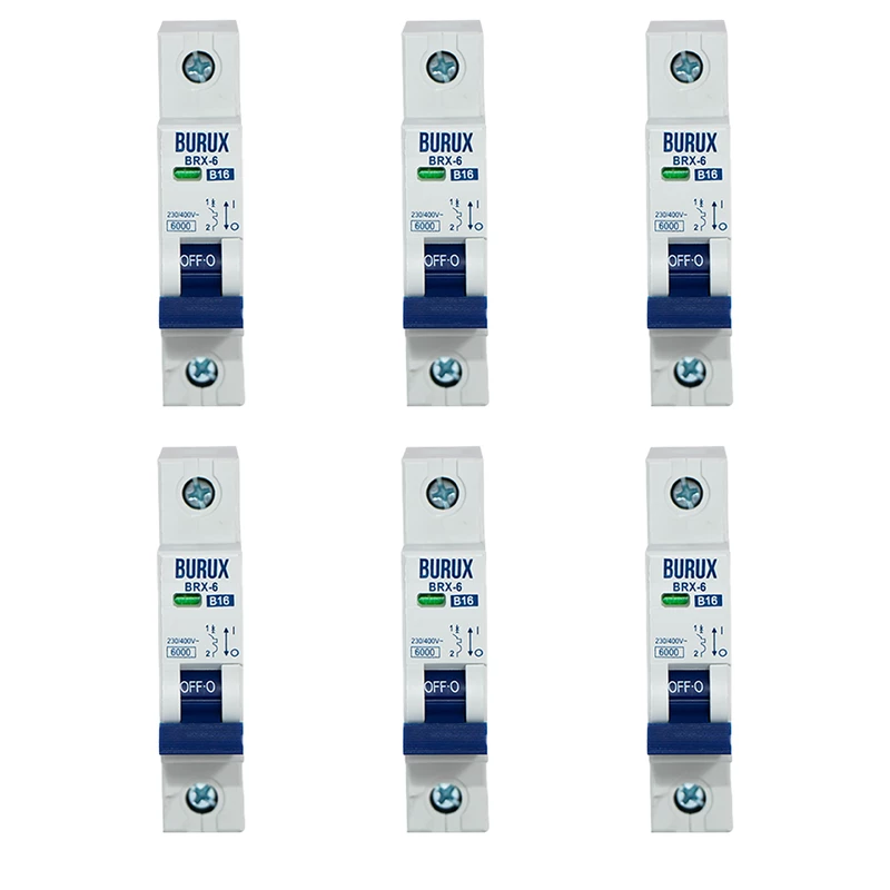کلید مینیاتوری تکفاز 16 آمپر بروکس مدل BIG8703 بسته 6 عددی