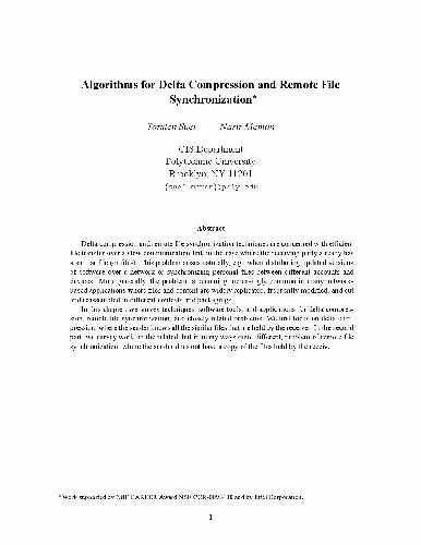 خرید و دانلود نسخه کامل کتاب Algorithms for Delta Compression and Remote File Synchronization