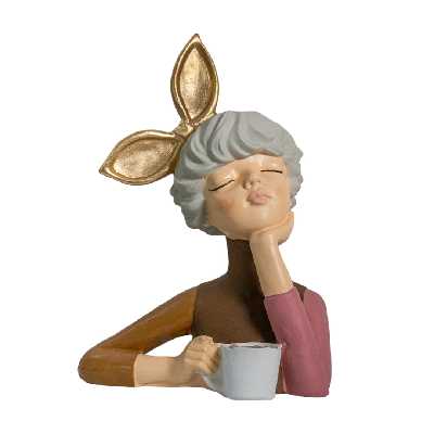 مجسمه مدل دختر قهوه به دست