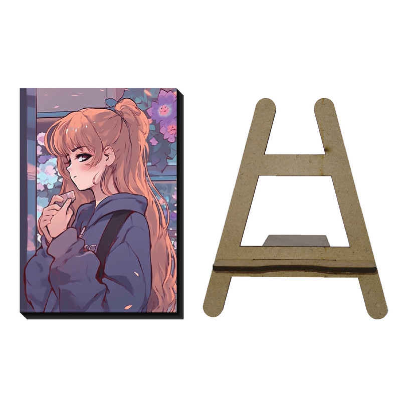 تابلو شاسی مدل انیمه پنتون طرح دخترک تنها کد 20 به همراه پایه نگهدارنده | دنیای قاب