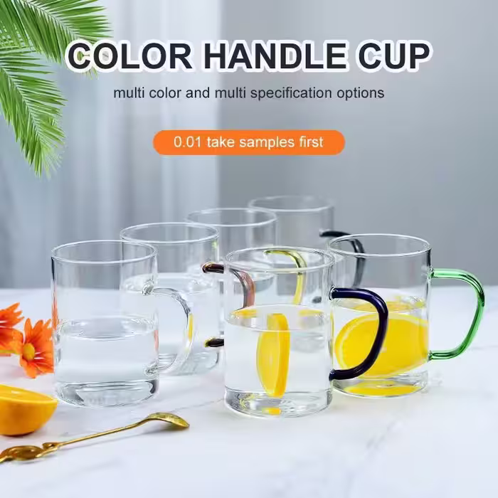 لیوان پیرکس دسته رنگی 8 * 10