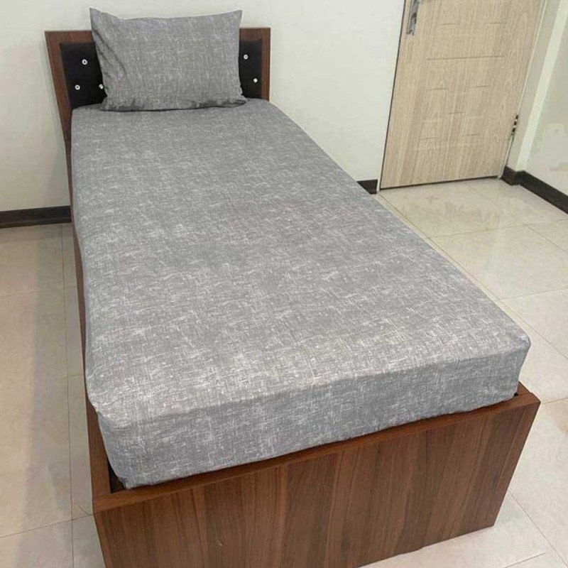 حراج روتختی دو تیکه ملحفه کشدار تشک تخت یک نفره سایز (90)مدل پتینه رنگ (طوسی)