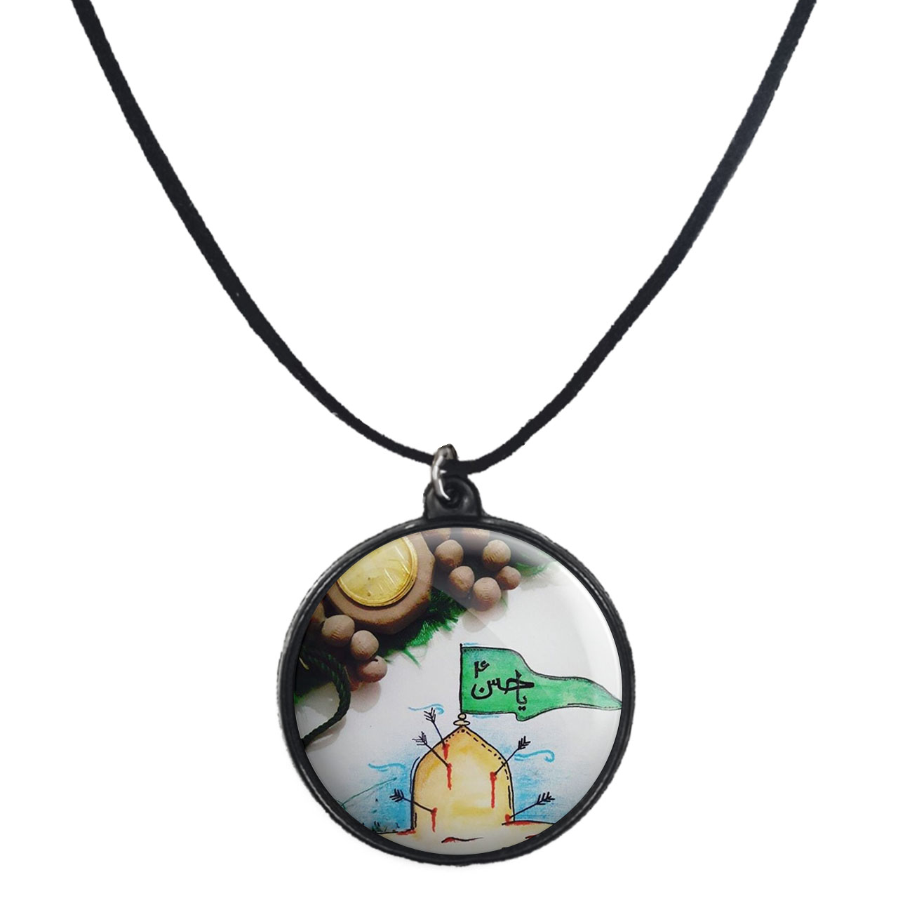 گردنبند پرمانه طرح امام حسین کد pmb.23563 مدل دو طرفه