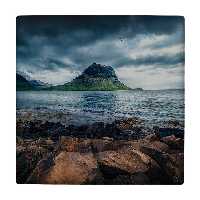 کاشی کارنیلا طرح نقاشی ساحل سنگی مدل لوحی کد klh775