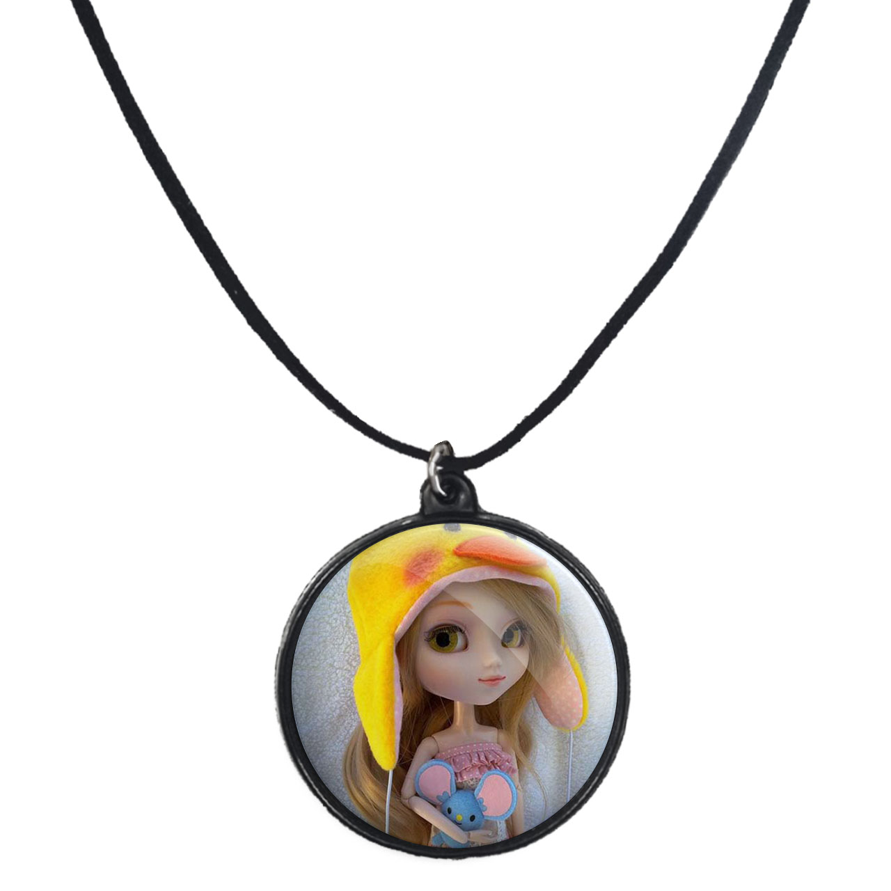 گردنبند پرمانه طرح عروسک زیبا کد pmb.2432 مدل دو طرفه