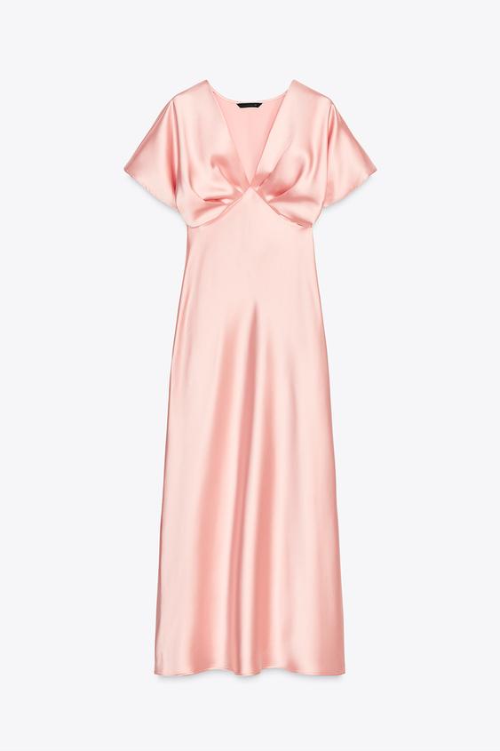 لباس میدی ساتن زنانه زارا SATIN MIDI DRESS | تهران زارا TehranZara