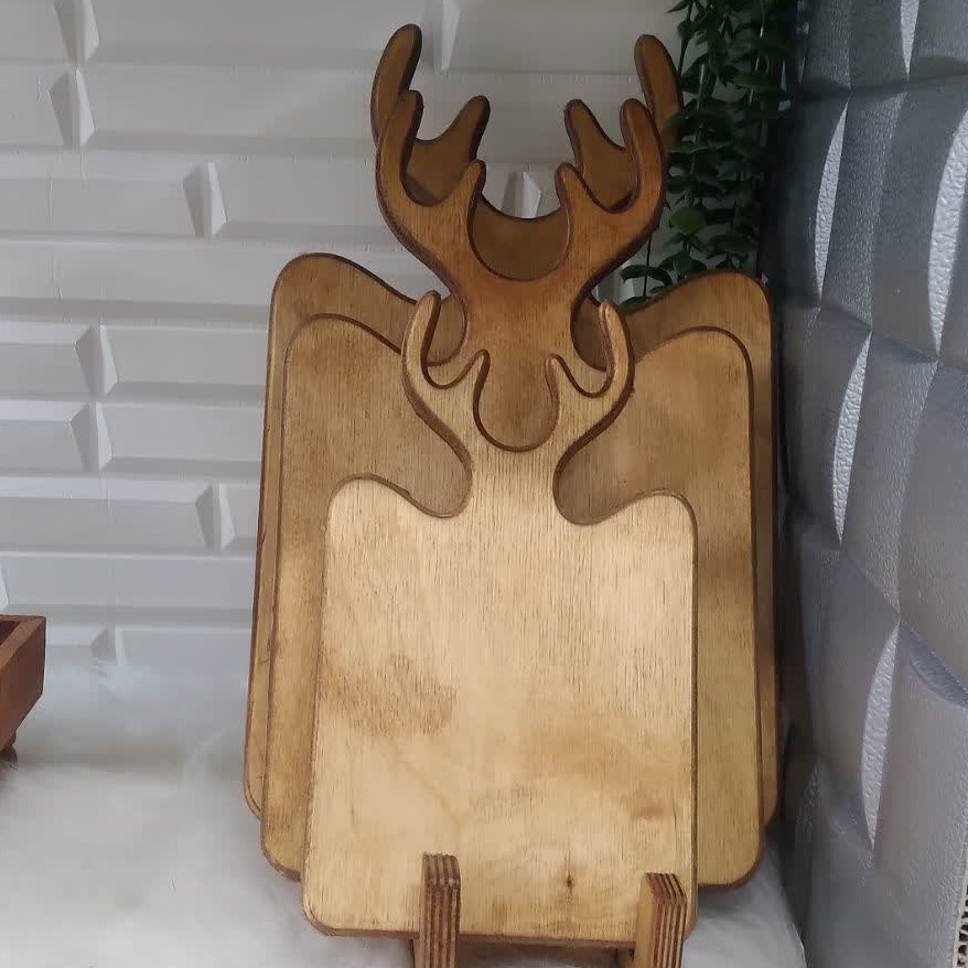 تخته سرو طرح شاخ گوزنی چوبی 3 تایی استند جداگانه به فروش میرسد 