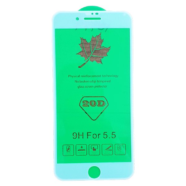 گلس ضد خش و محافظ تمام چسب سفید IPHONE 7G PLUS 8G PLUS 20D WHITE