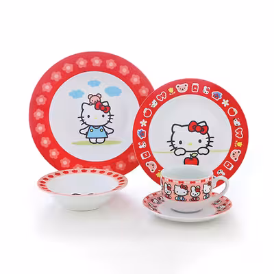 سرویس غذا خوری 5 پارچه کودک چینی زرین ایران سری ایتالیا اف مدل عروسکی