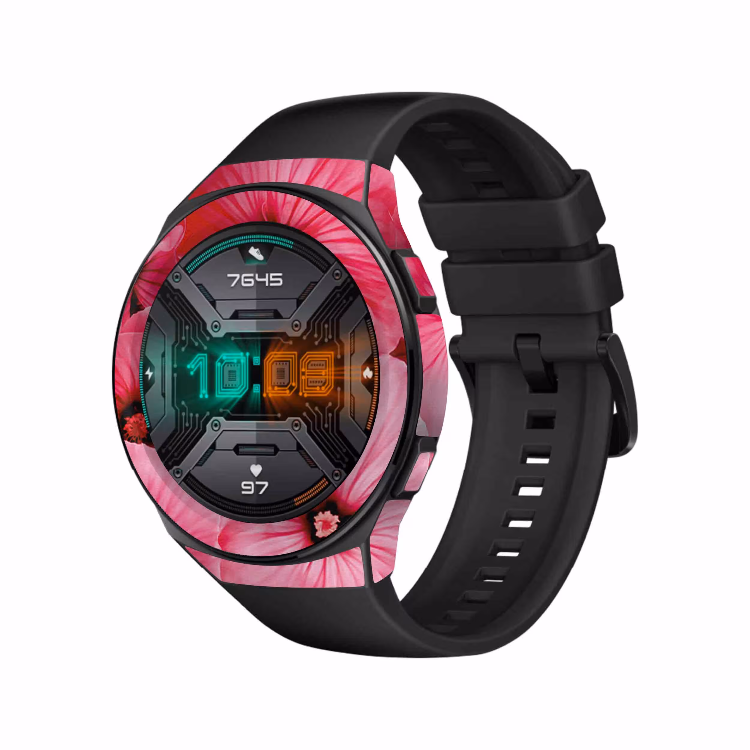 برچسب ماهوت طرح Pink Flower مناسب برای ساعت هوشمند هوآوی Watch GT 2e