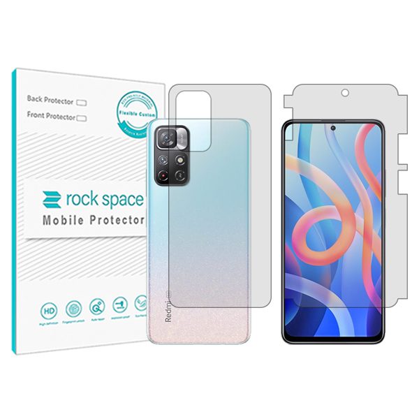 گلس محافظ صفحه نمایش و پشت گوشی شیائومی Redmi 11T 5G مدل نانو هیدروژل شفاف برند راک اسپیس کد MS