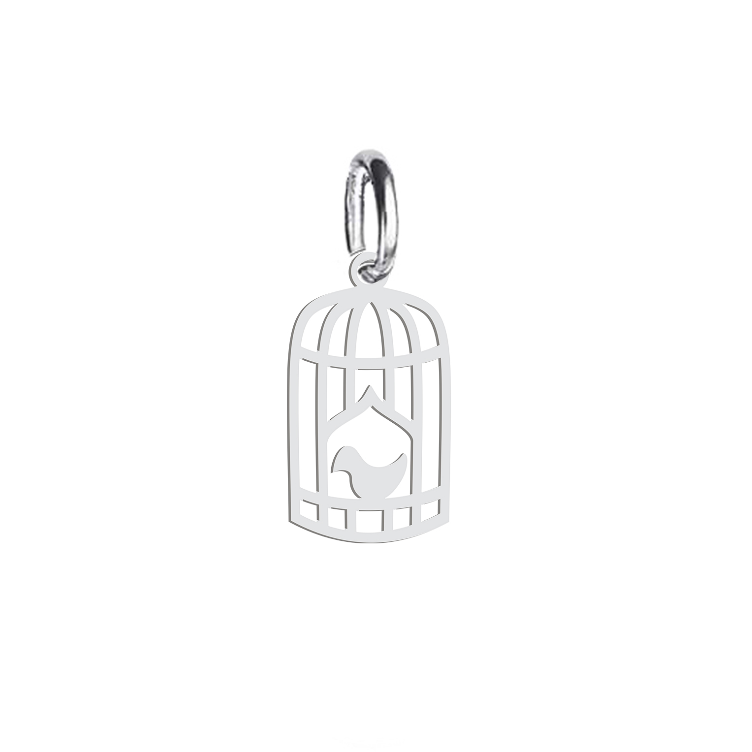 آویز گردنبند نقره هایکا طرح قفس و مرغ آمین مدل nha 109