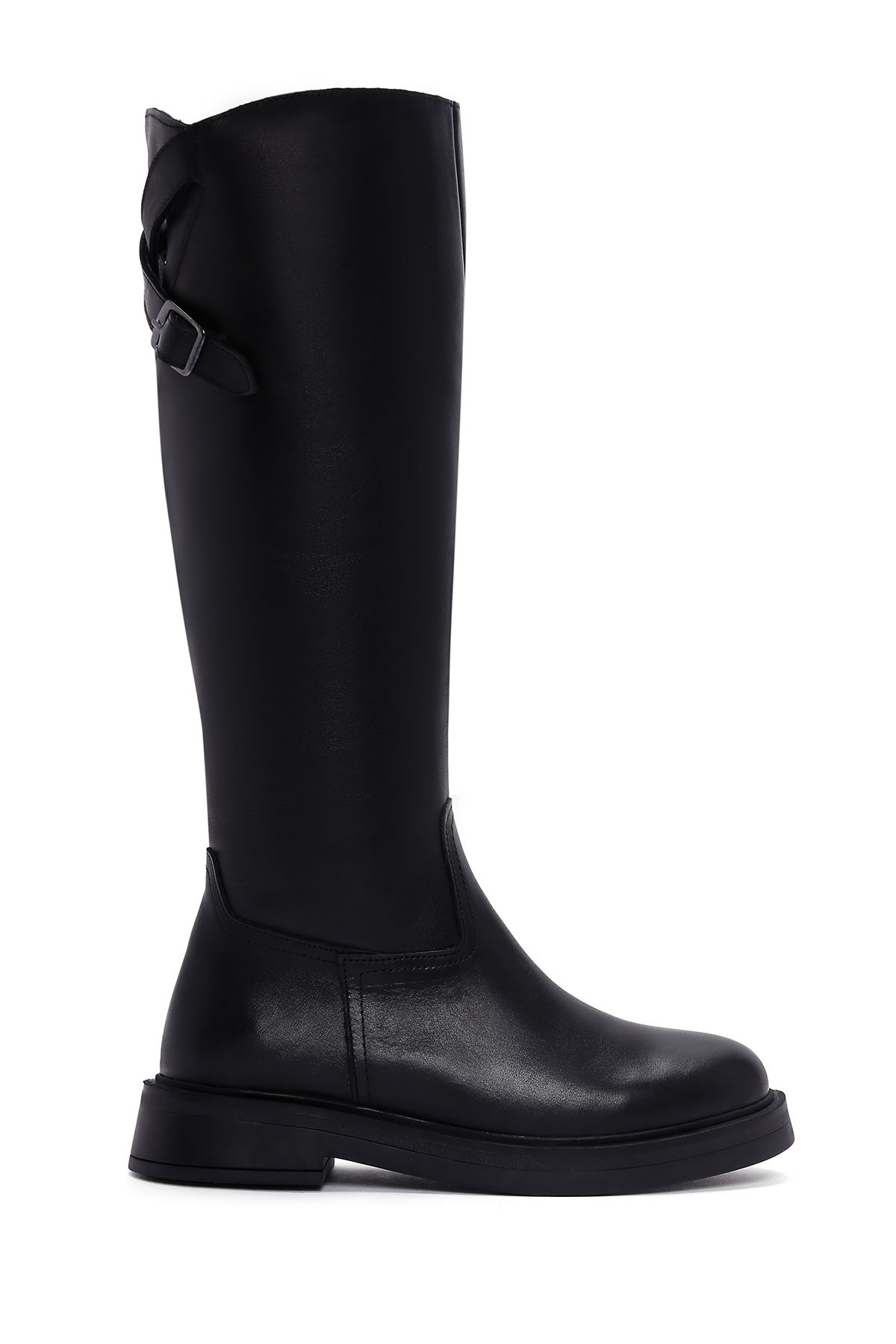 چکمه مشکی زنانه چرمی سیاه و سفید Derimod