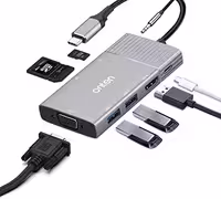 مبدل  TYPE-C به VGA   HDMI   Card Reader SD / TF   داک چند منظوره صوتی   PD اونتن مدل OTN-95113